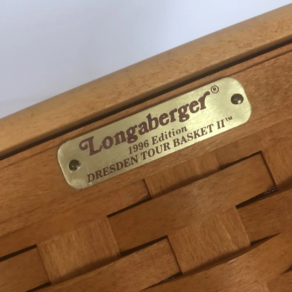 Longaberger 1996 Edition Dresden Tour Basket With Plastic Insert And Wood Lid